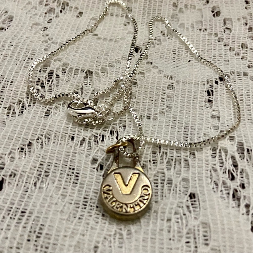 Mario Valentino Gold-Silver plated Charm With 18in 925 Silver Chain Necklace