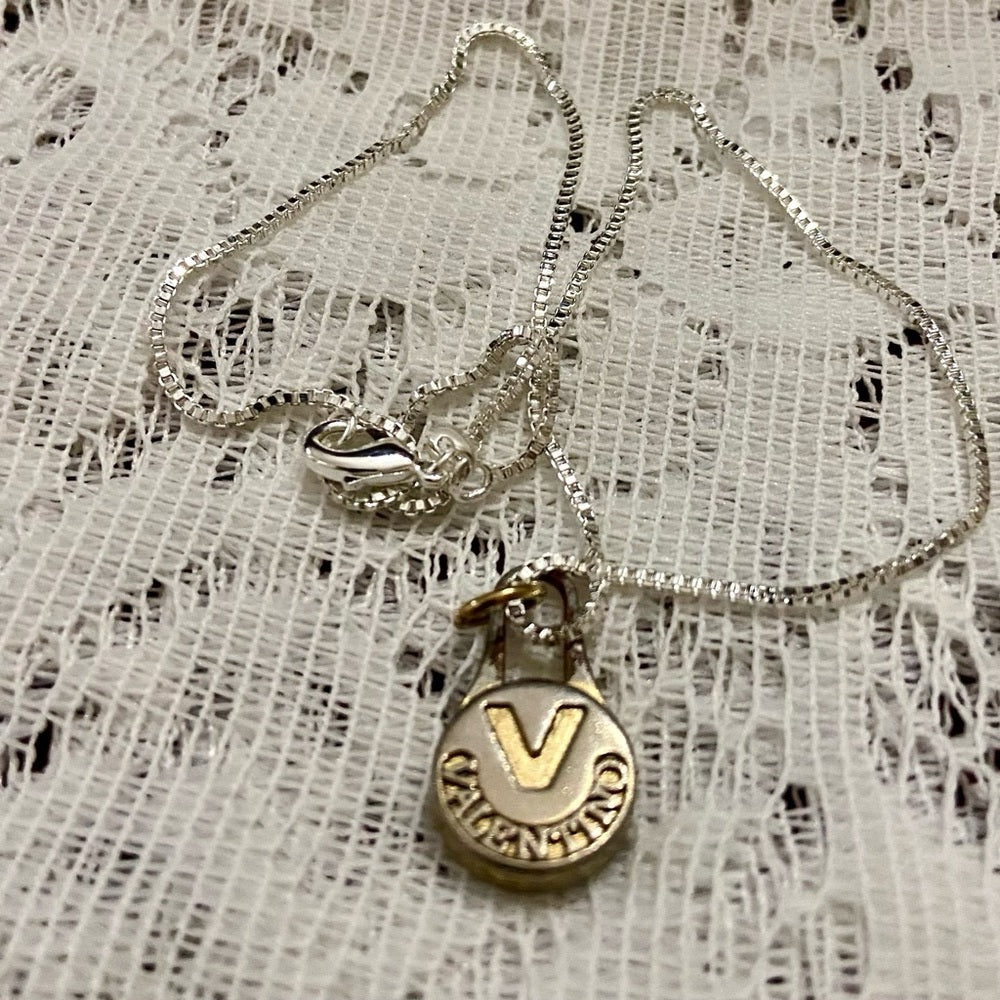 Mario Valentino Gold-Silver plated Charm With 18in 925 Silver Chain Necklace