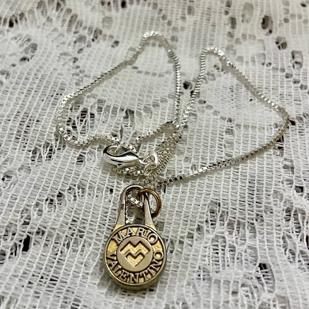 Mario Valentino Gold-Silver plated Charm With 18in 925 Silver Chain Necklace