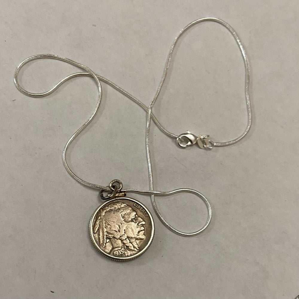 1935 Indian Buffalo Nickel Pendant Necklace