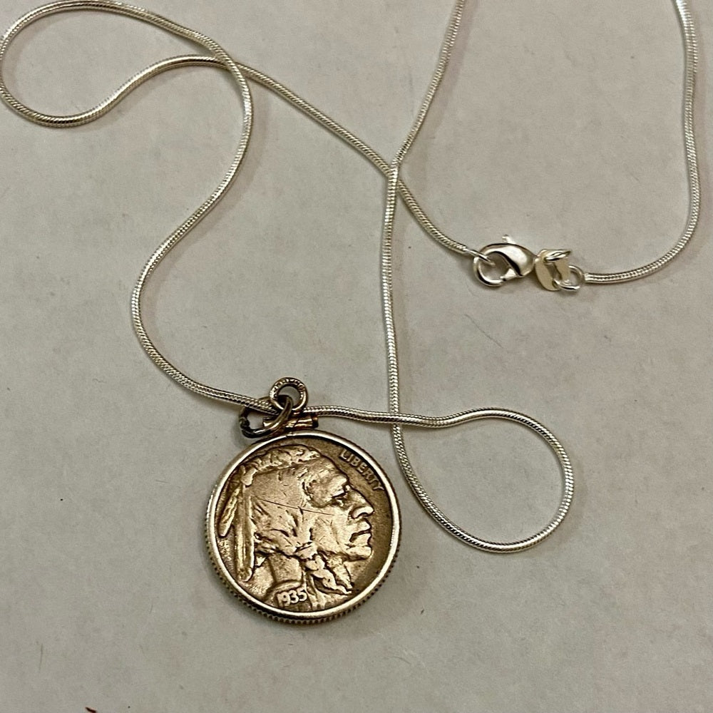 1935 Indian Buffalo Nickel Pendant Necklace