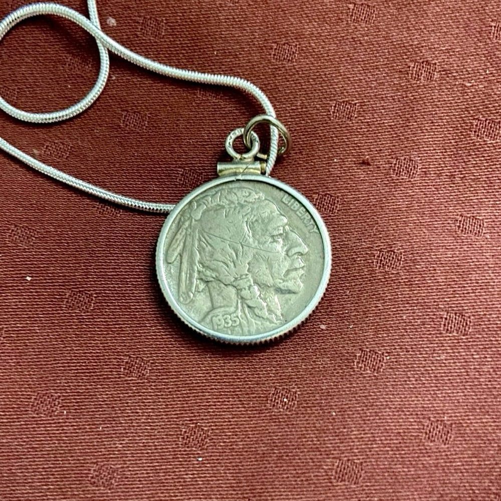 1935 Indian Buffalo Nickel Pendant Necklace