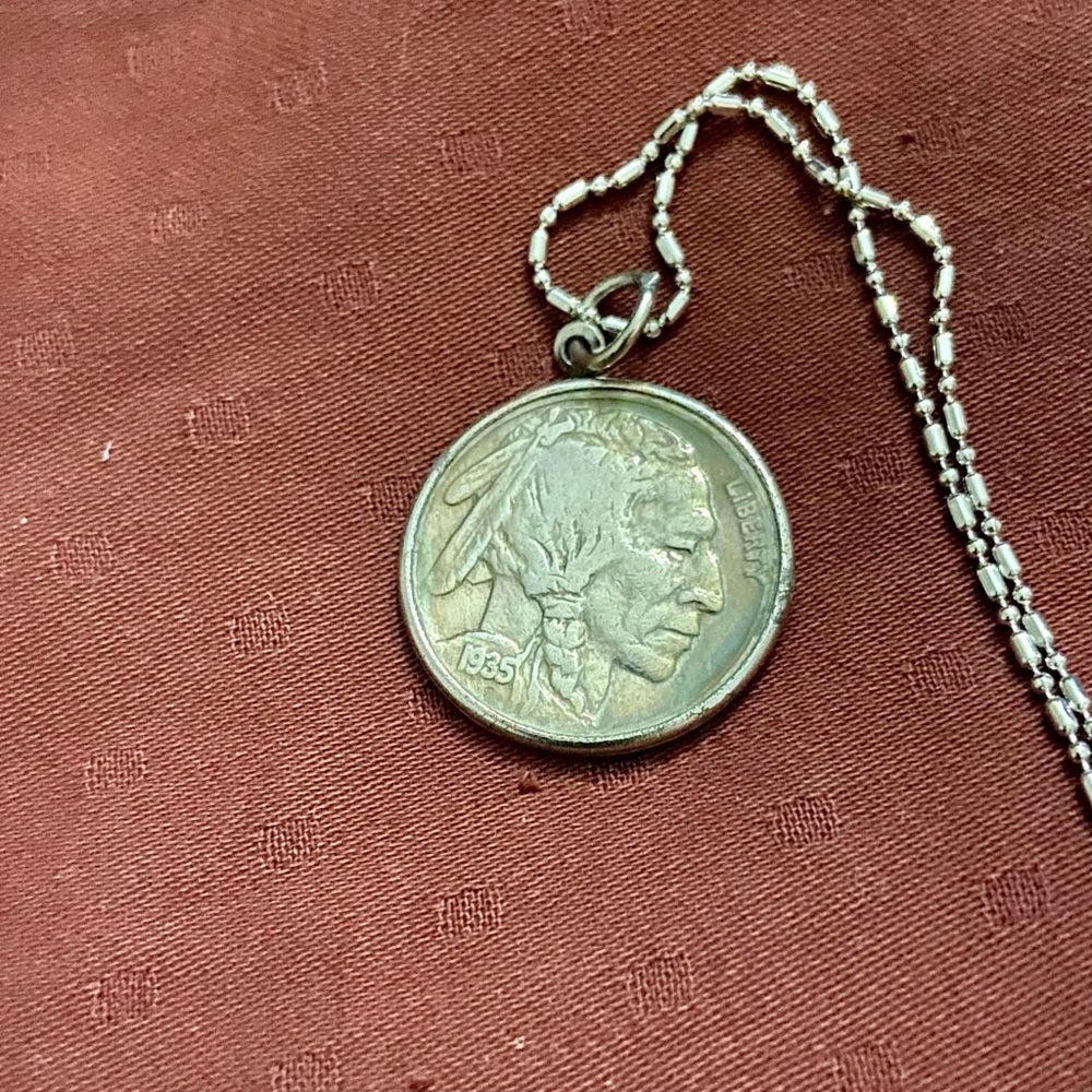 1935 Indian Buffalo Nickel Pendant Necklace (B)