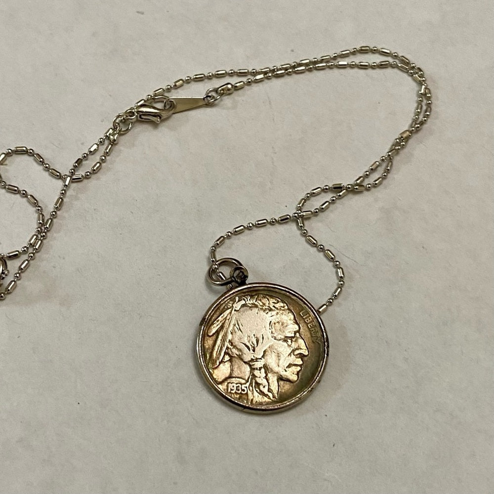 1935 Indian Buffalo Nickel Pendant Necklace (B)
