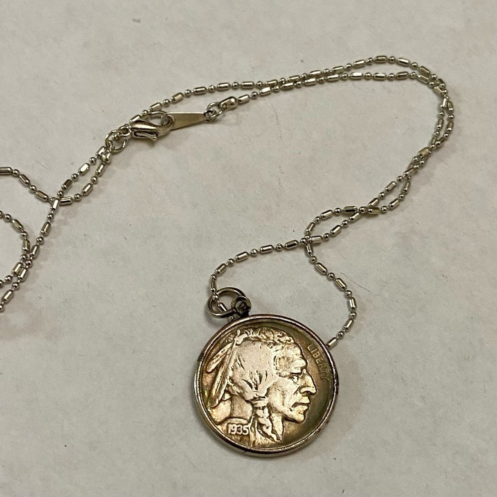 1935 Indian Buffalo Nickel Pendant Necklace (B)