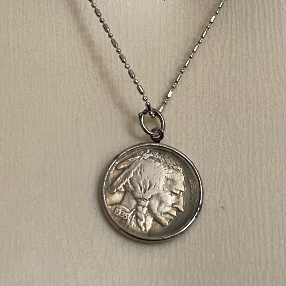 1935 Indian Buffalo Nickel Pendant Necklace (B)