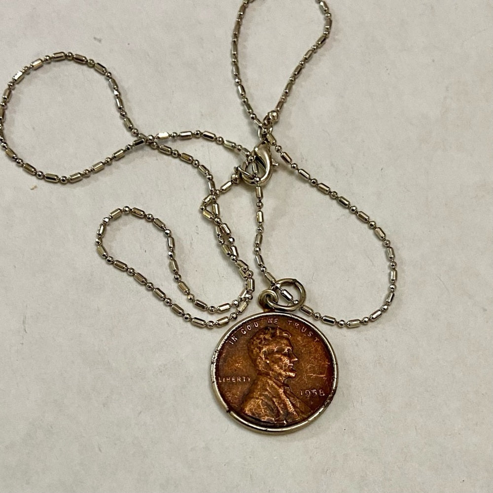 1958 Lincoln Penny Pendant Necklace