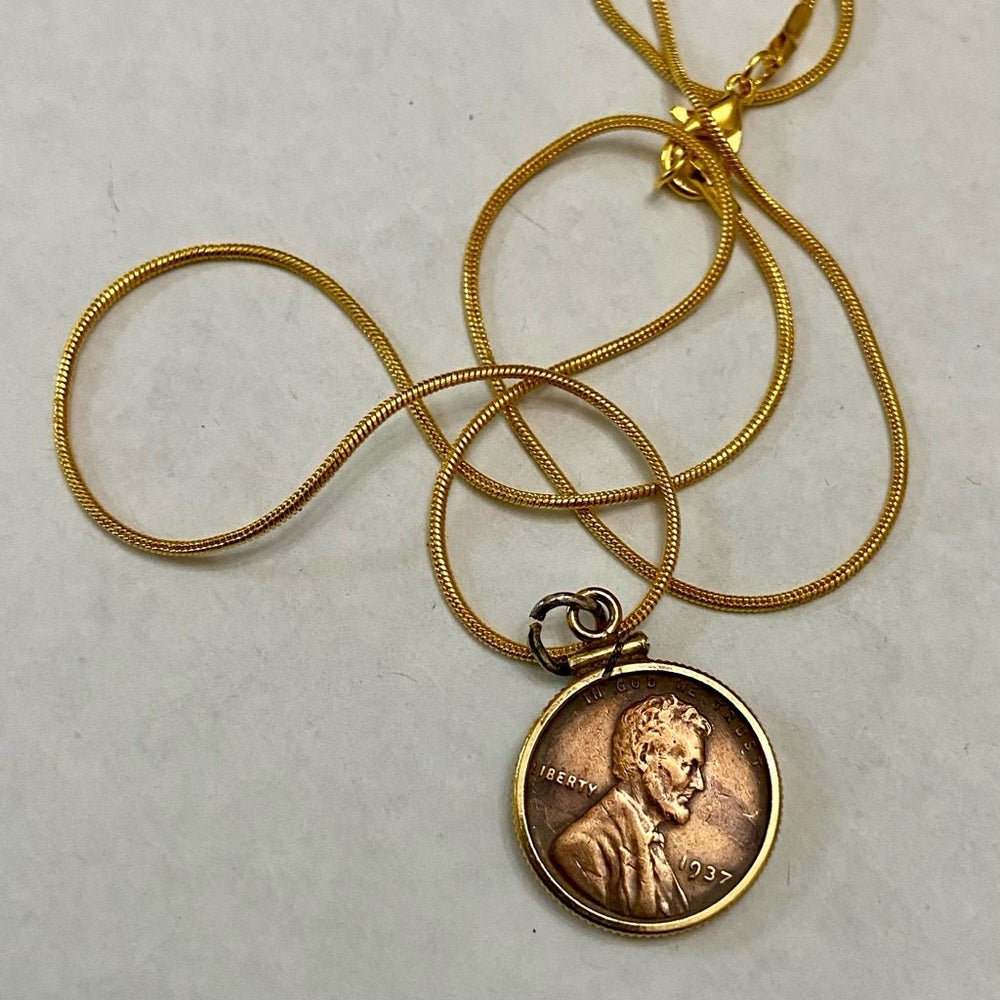 1937 Lincoln Penny Pendant Necklace