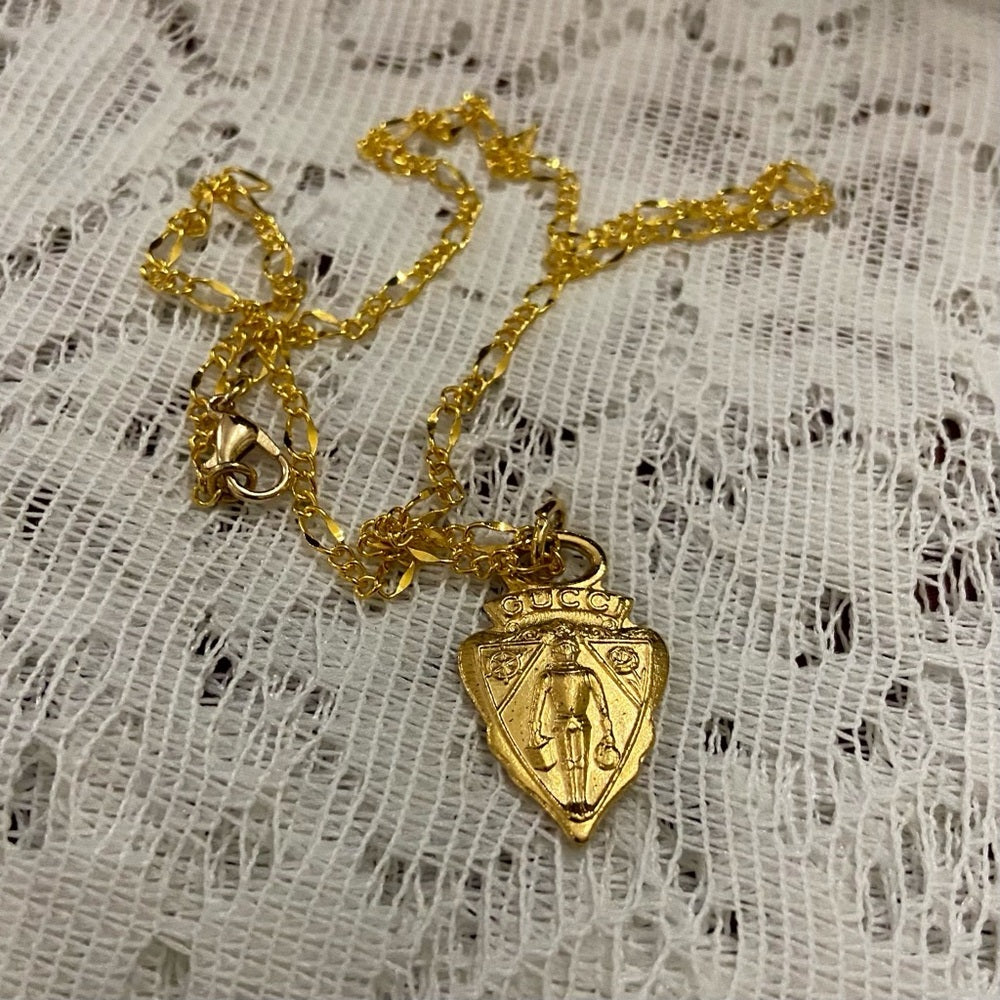 Vintage Authentic Gucci, 18in Gold Plated Charm Necklace (C)