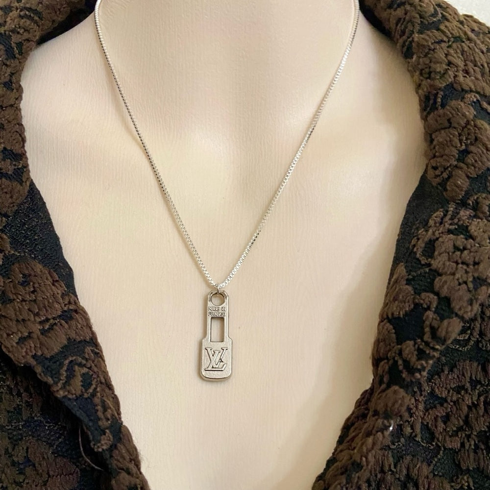 Vintage Louis Vuitton Silver Plated Charm with 18-in Silver 925 Chain