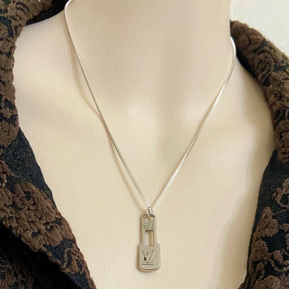 Vintage Louis Vuitton Silver Plated Charm with 18-in Silver 925 Chain