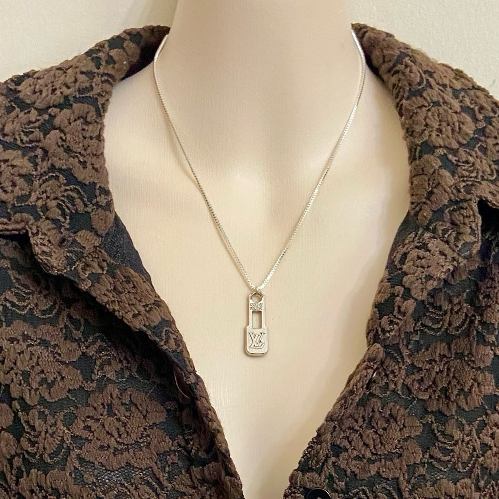 Vintage Louis Vuitton Silver Plated Charm with 18-in Silver 925 Chain