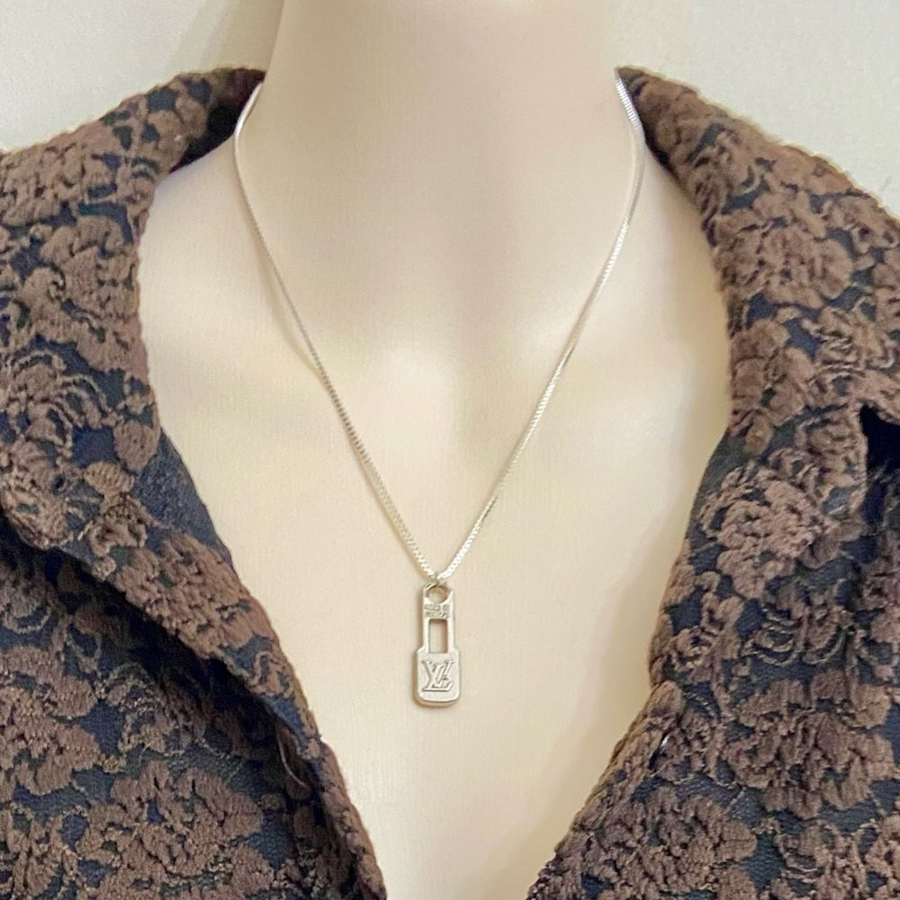 Vintage Louis Vuitton Silver Plated Charm with 18-in Silver 925 Chain
