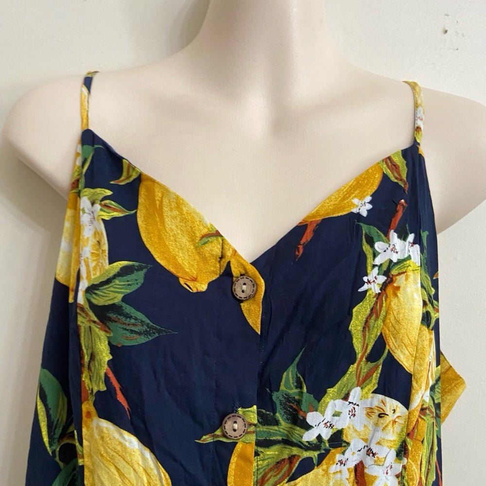 Patpat Lemon Yellow and Black Lined Dress Size L
