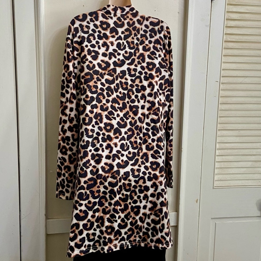 Brown Leopard Printed Duster l-Dress Size L