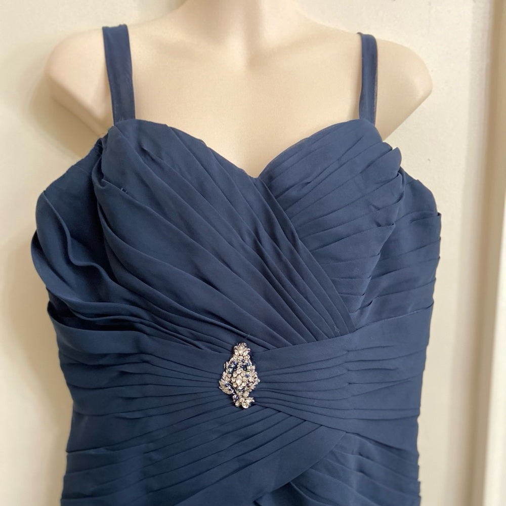 Forever Yours Formal Blue Lined Dress with Rhinestones Size 12