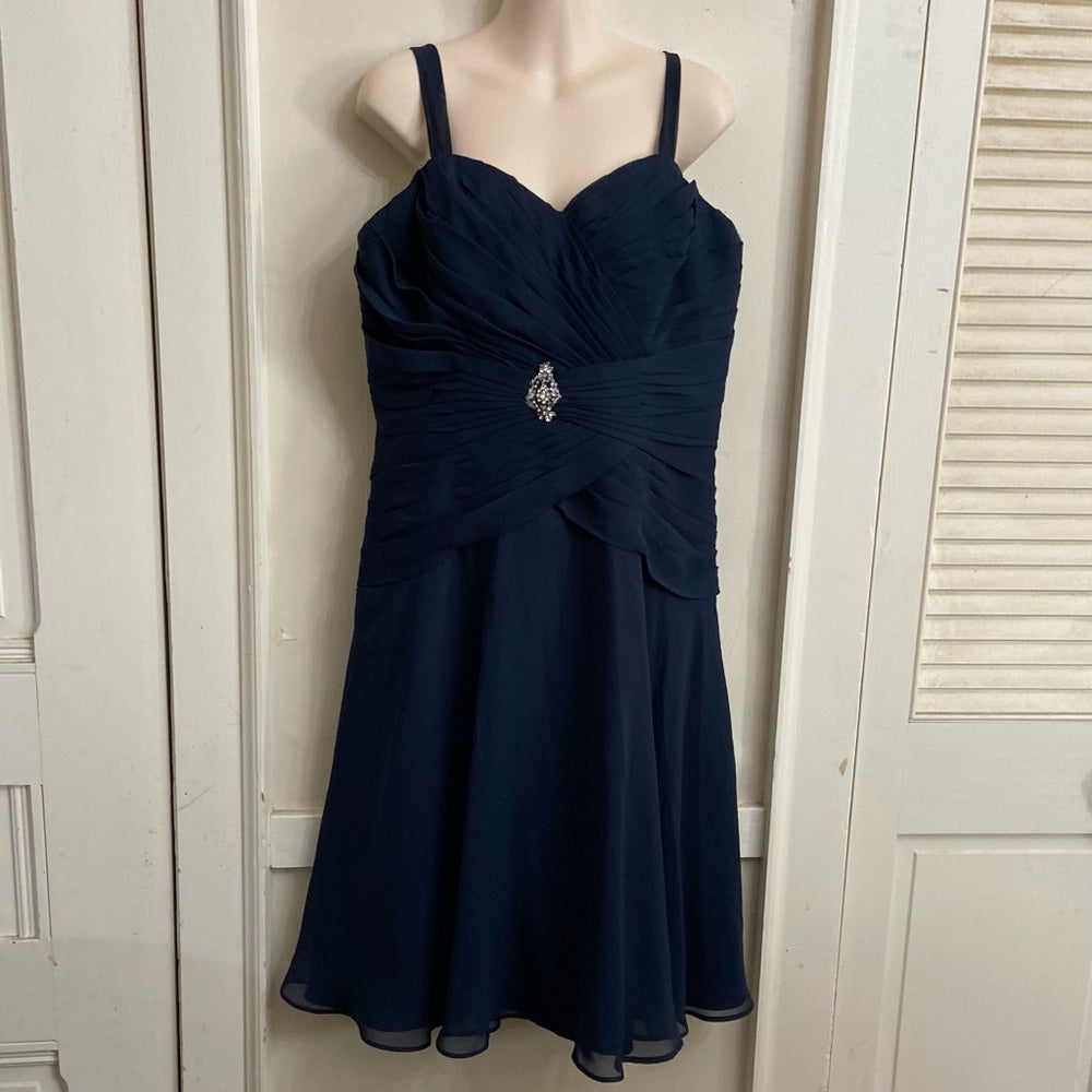 Forever Yours Formal Blue Lined Dress with Rhinestones Size 12