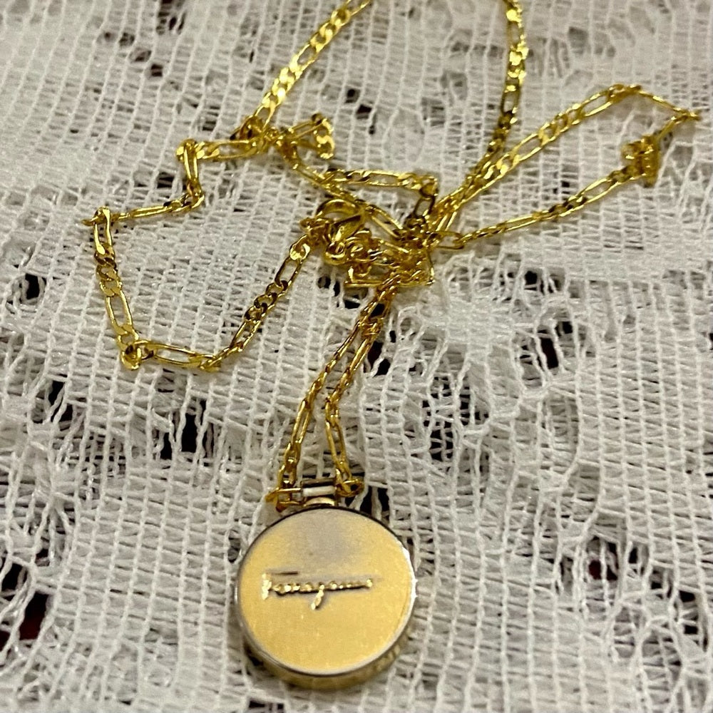 Ferragamo Gold-plated Round Charm Pendant Necklace