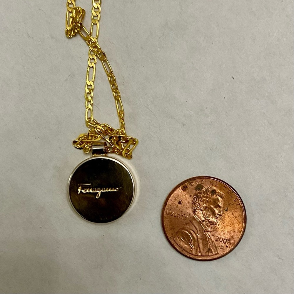 Ferragamo Gold-plated Round Charm Pendant Necklace