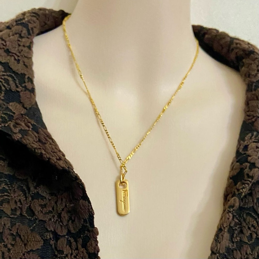 Ferragamo Gold-plated Bullet Shaped Charm Pendant Necklace