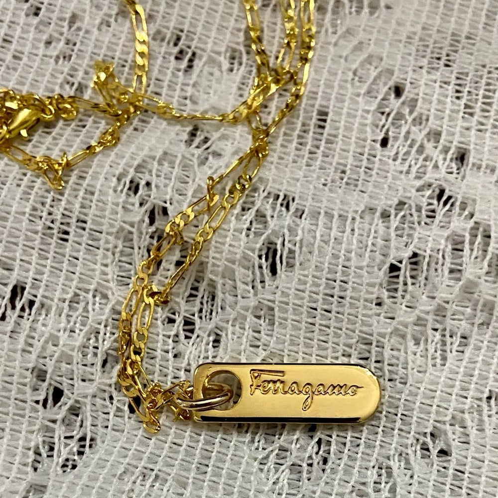 Ferragamo Gold-plated Bullet Shaped Charm Pendant Necklace