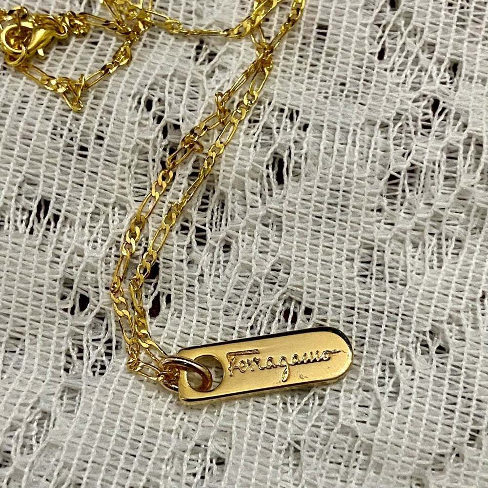 Ferragamo Gold-plated Bullet Shaped Charm Pendant Necklace
