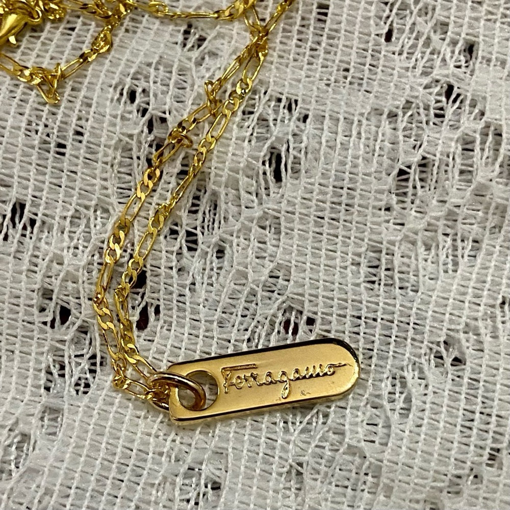 Ferragamo Gold-plated Bullet Shaped Charm Pendant Necklace
