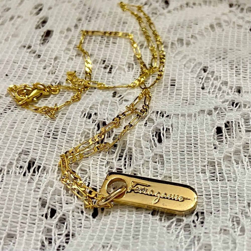 Ferragamo Gold-plated Bullet Shaped Charm Pendant Necklace