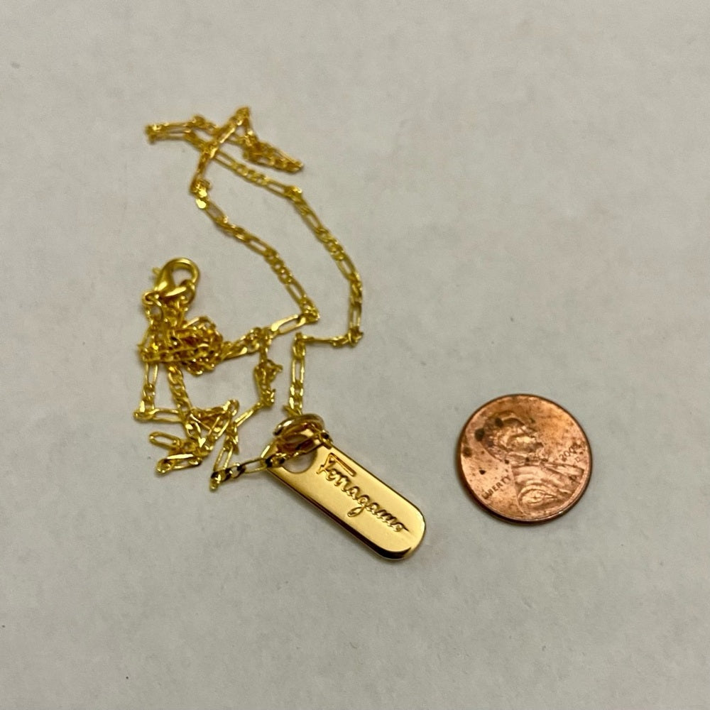 Ferragamo Gold-plated Bullet Shaped Charm Pendant Necklace