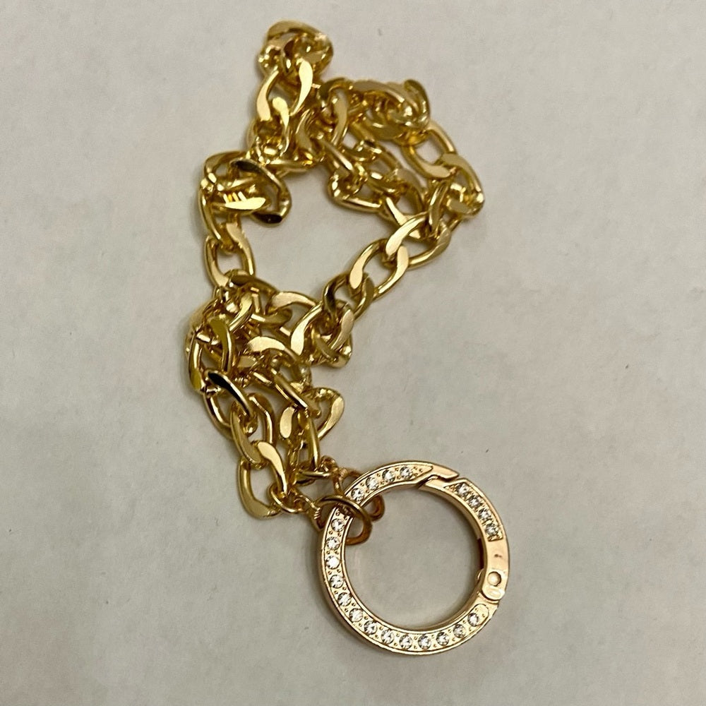 Elegant , Large Gold-plated Paved Rhinestones Charm Necklace