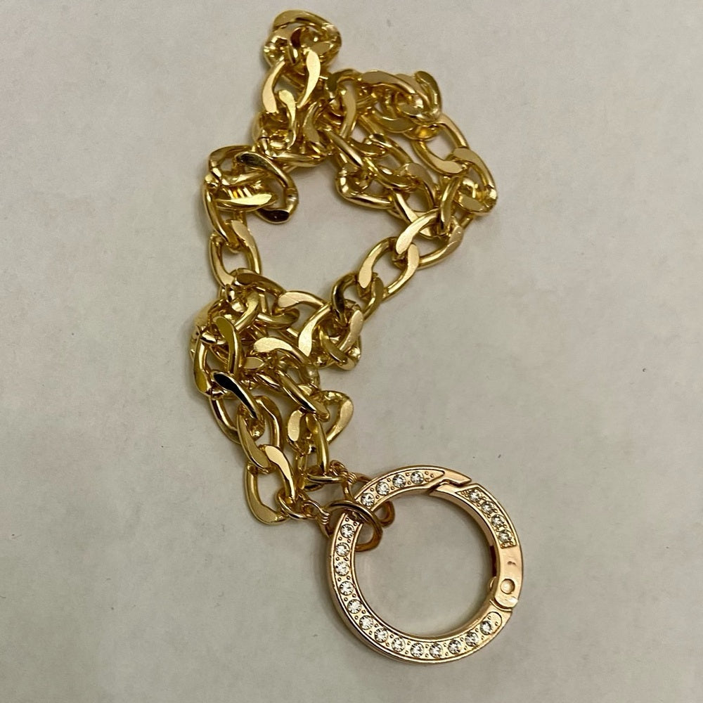 Elegant , Large Gold-plated Paved Rhinestones Charm Necklace