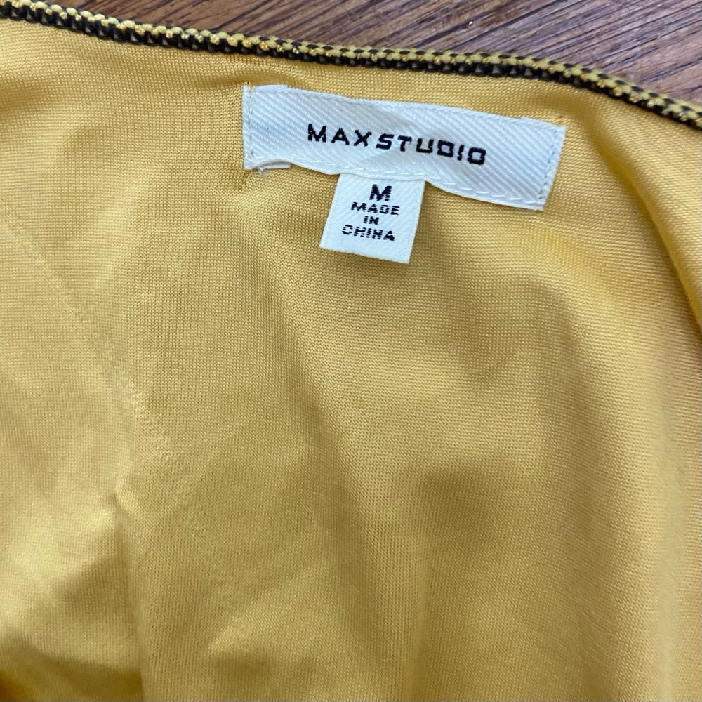 Max Studio Yellow Stretchy Layered, Ruffled Dress Size M