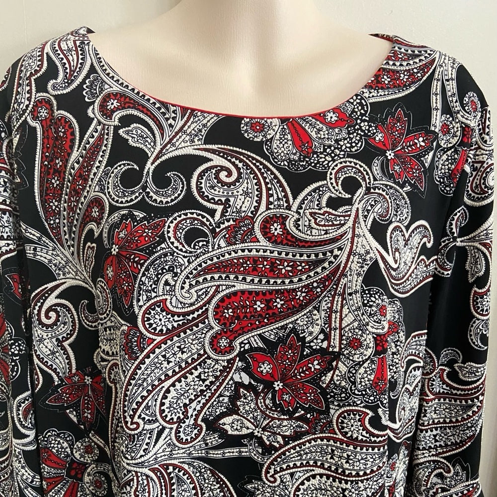Liz Claiborne Red and Black Long Sleeves Dress Size 14