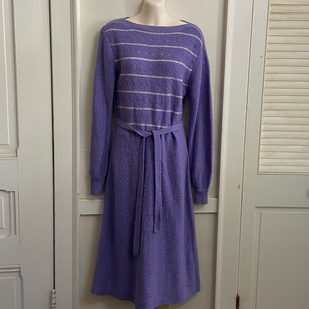 Essence Purple Stripes Long Sleeves Sweater Dress Size 9-10