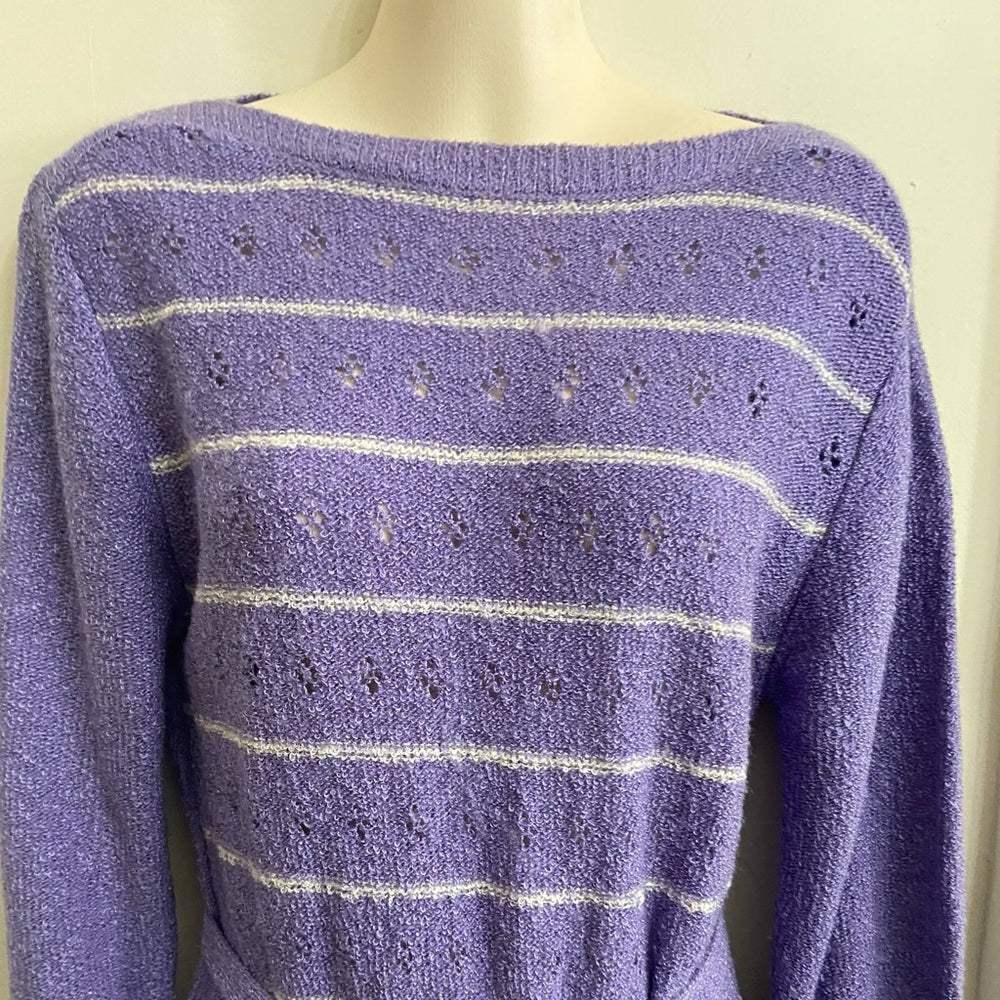 Essence Purple Stripes Long Sleeves Sweater Dress Size 9-10