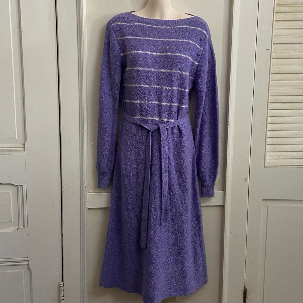 Essence Purple Stripes Long Sleeves Sweater Dress Size 9-10