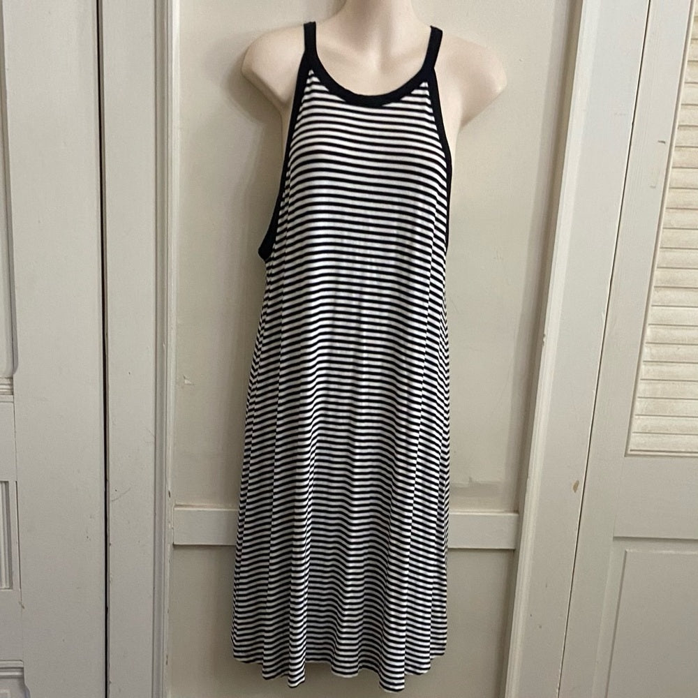 Old Navy Black and White, Stretchy, Stripes Dress Size L