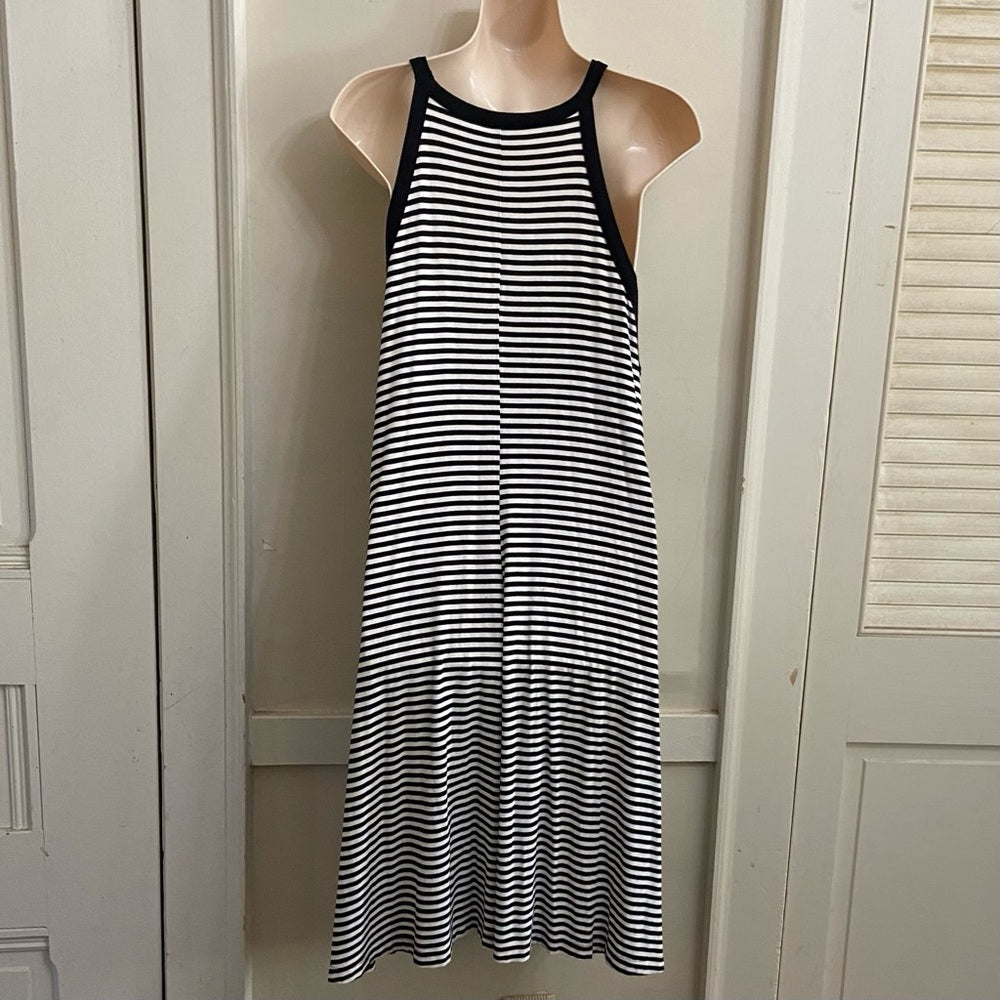 Old Navy Black and White, Stretchy, Stripes Dress Size L