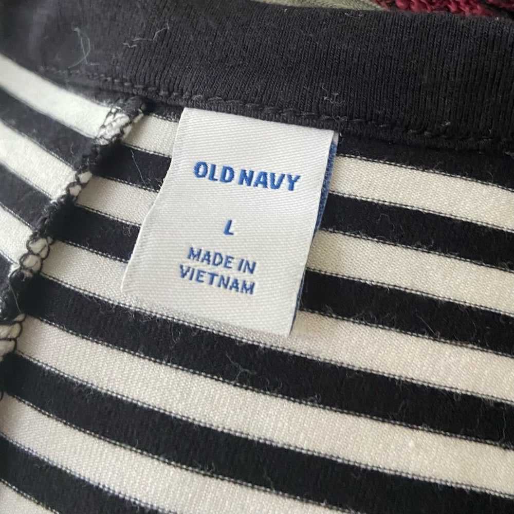 Old Navy Black and White, Stretchy, Stripes Dress Size L