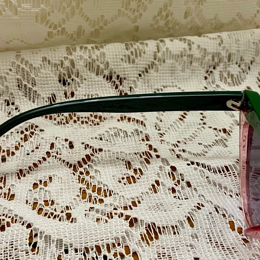 Vintage Cat Eye Green and Red Sunglasses with Case
