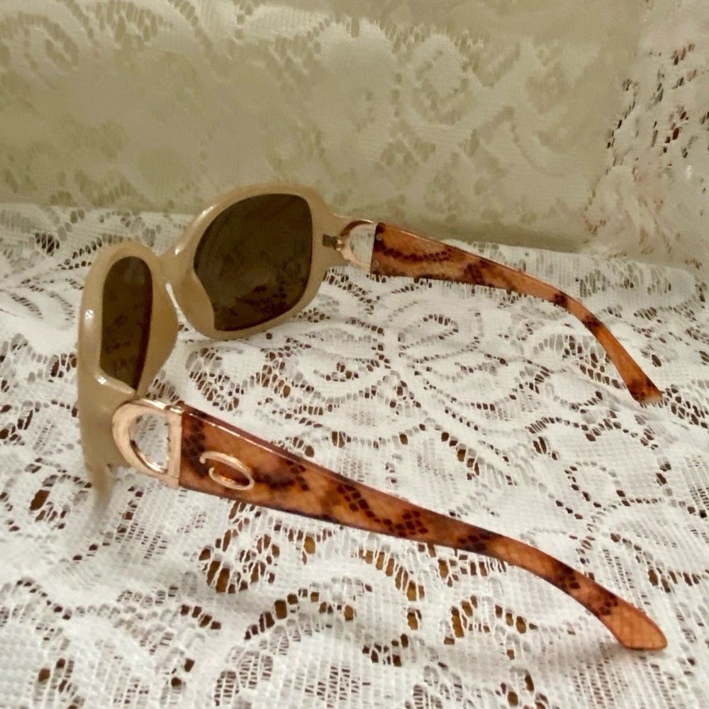 Vintage Oscar dela Renta Orange-Tan Reptile Sunglasses Mod 1247P 615