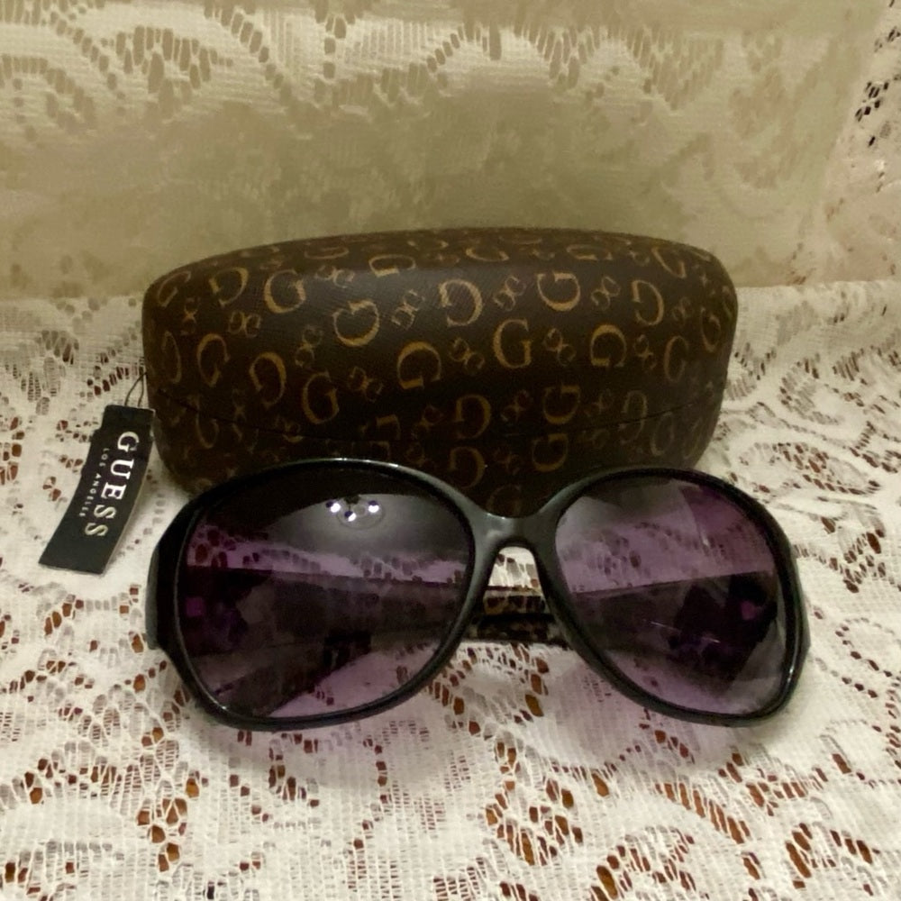 Vintage Guess Purplish Black Oversized Sunglasses