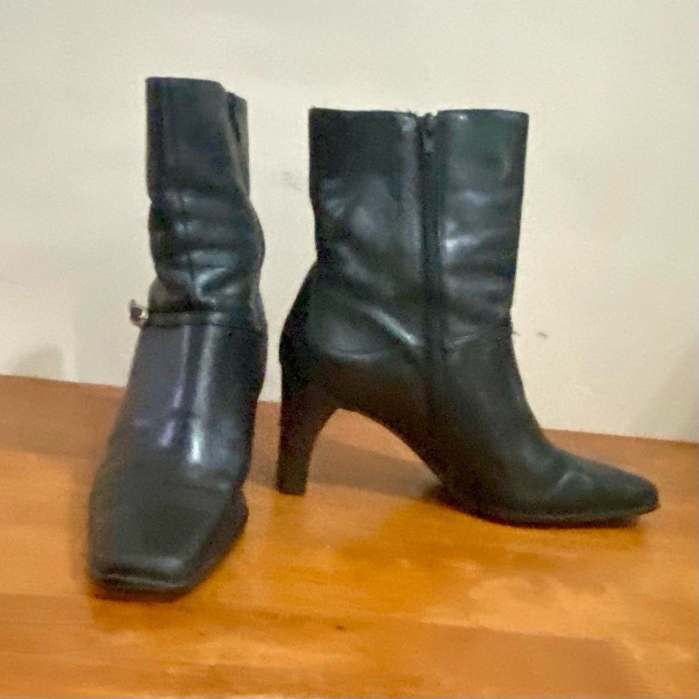 DKNY Black Leather Boots Size 9-10