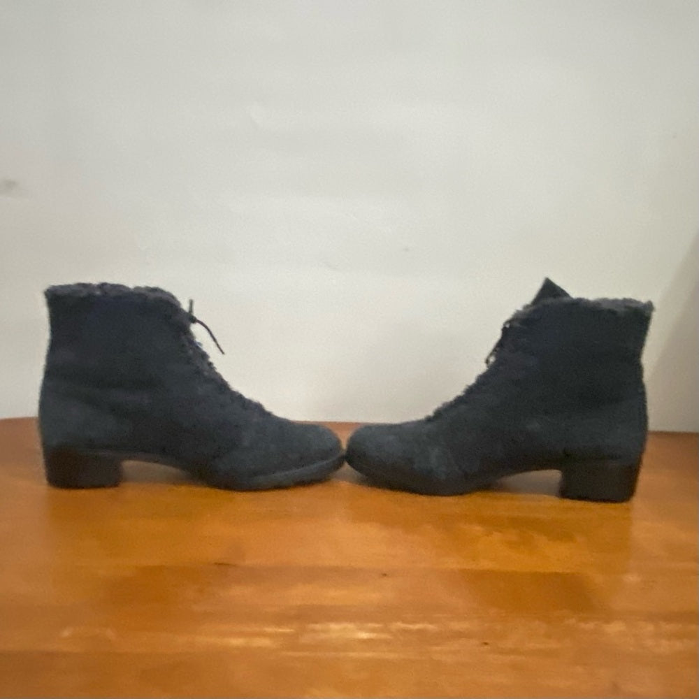 Commus Gray Fuzzy Wool Ankle Boots Size 39