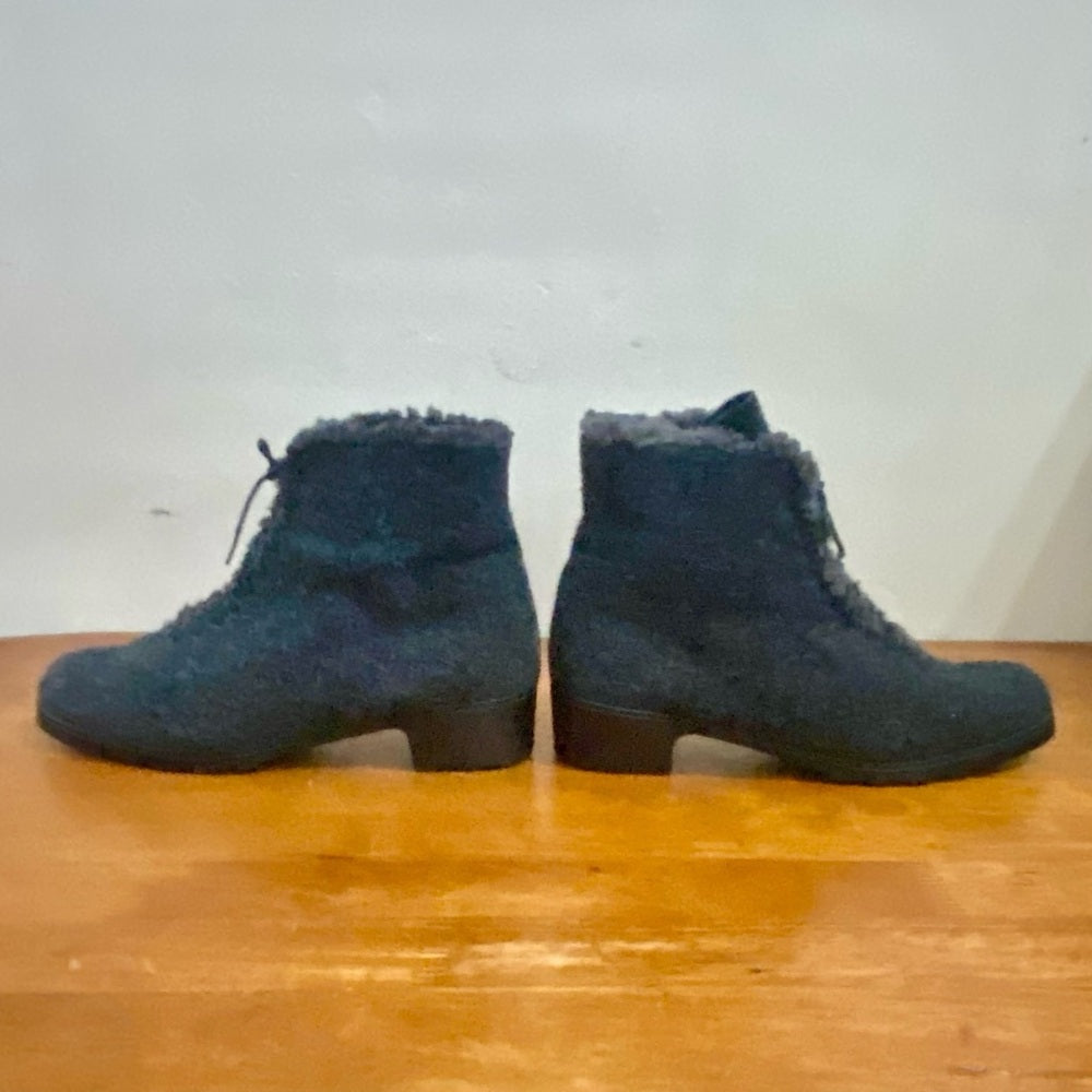 Commus Gray Fuzzy Wool Ankle Boots Size 39