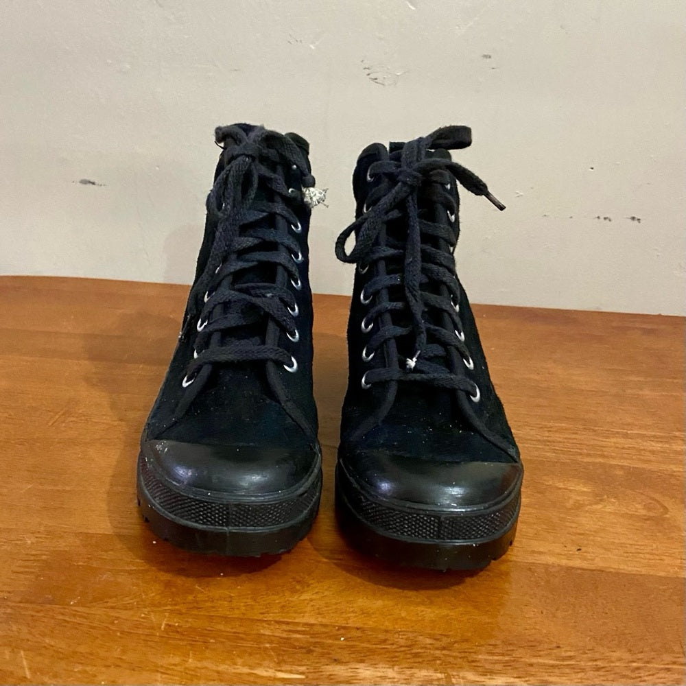Vintage LA Zone Black Military Style Boots Size 8
