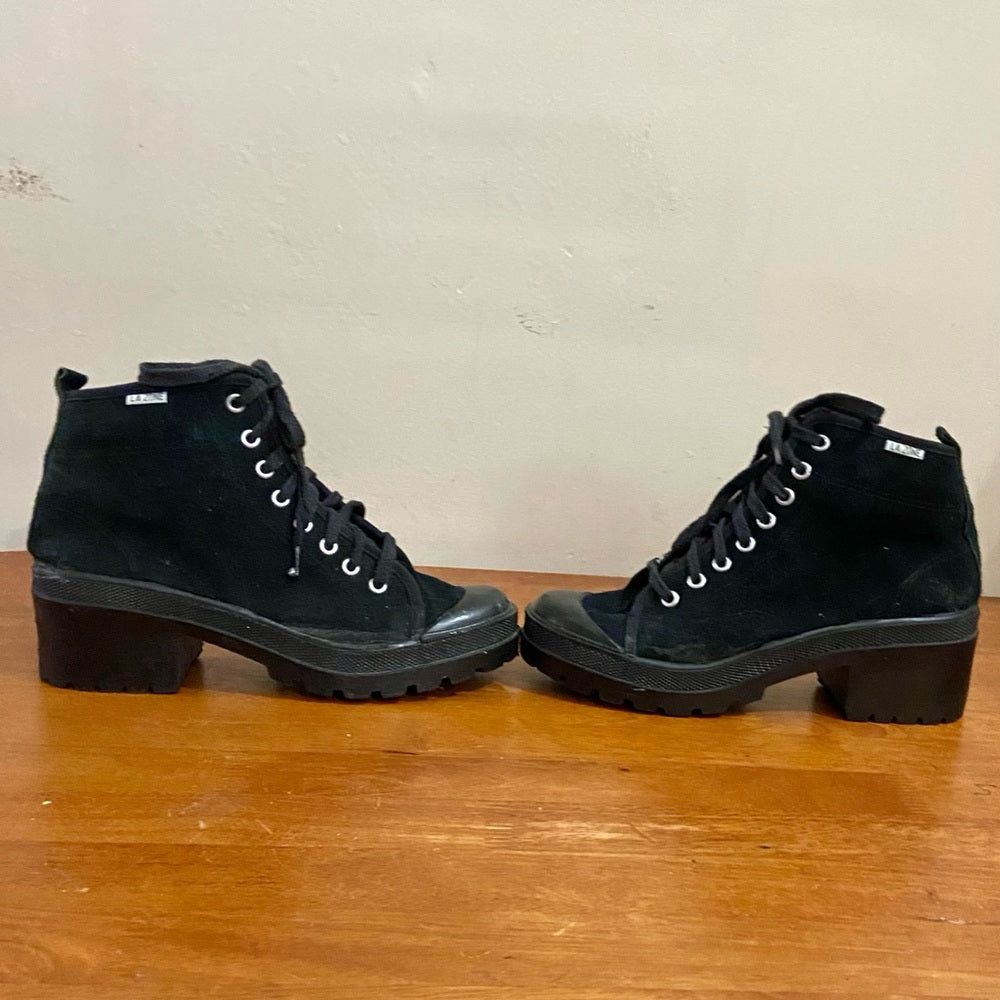 Vintage LA Zone Black Military Style Boots Size 8