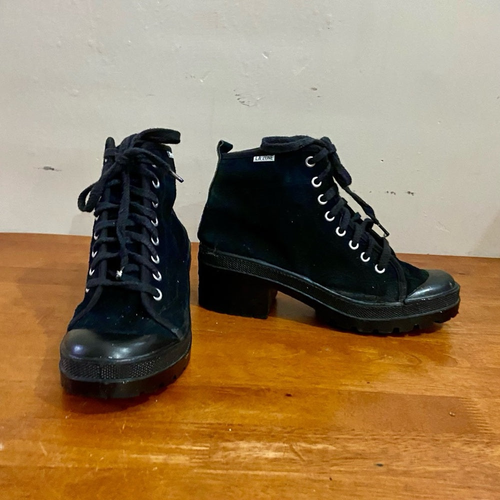 Vintage LA Zone Black Military Style Boots Size 8