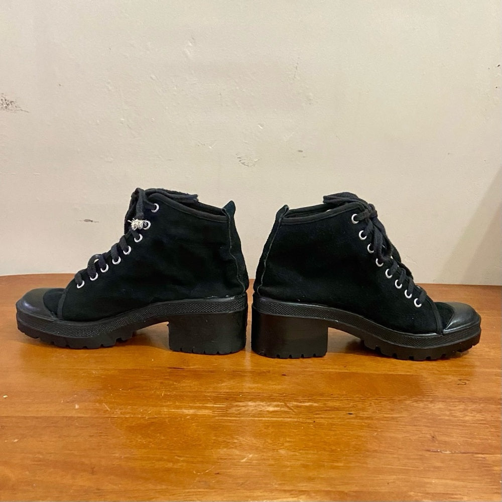 Vintage LA Zone Black Military Style Boots Size 8