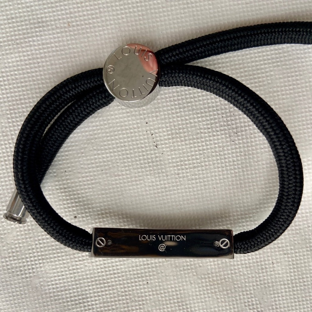 Louis Vuitton, Unisex Black Adjustable Corded Bracelet (Size 6-10)